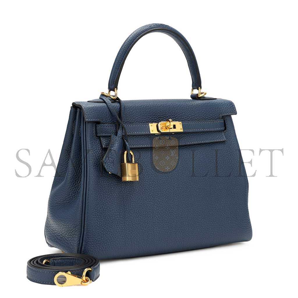 HERMÈS MASTER BLUE TOGO RETOURNE KELLY 25 GOLD HARDWARE (25*17*7cm)